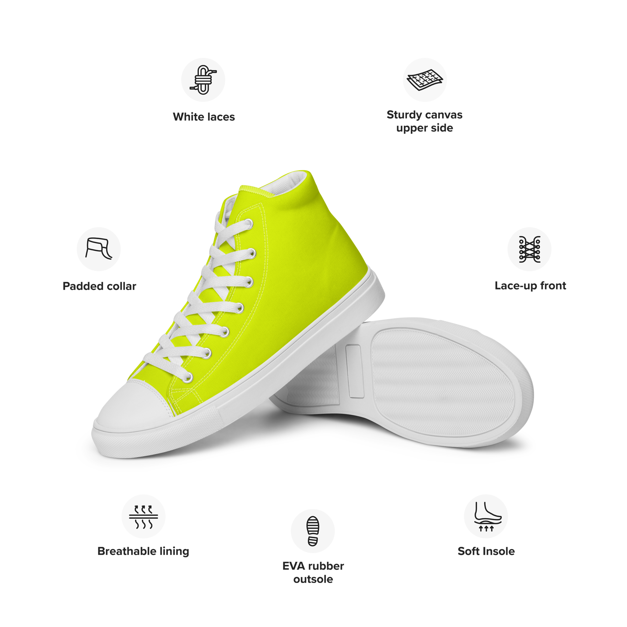 Men's High Top Canvas Shoes | Neon Lime