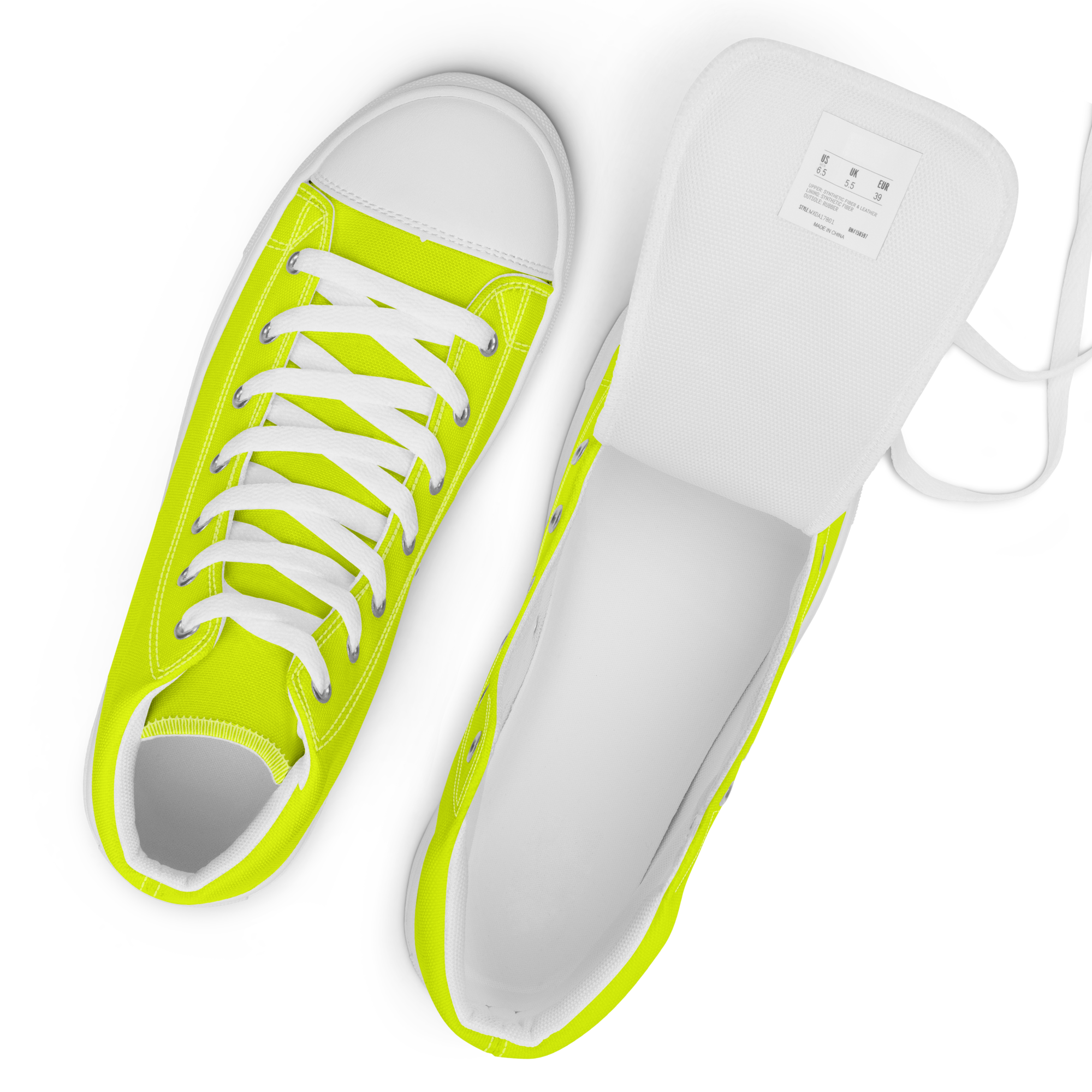 Men's High Top Canvas Shoes | Neon Lime