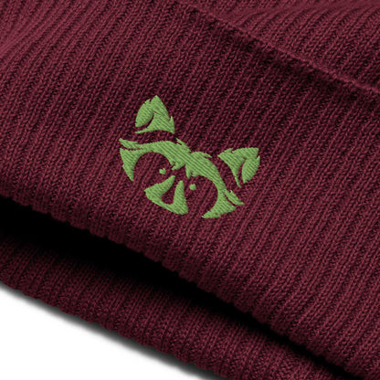 Green Logo Organic ribbed Beanie - Raccoon Collection